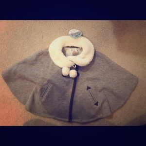 Toddler Girls New Poncho Jacket Fur Neck